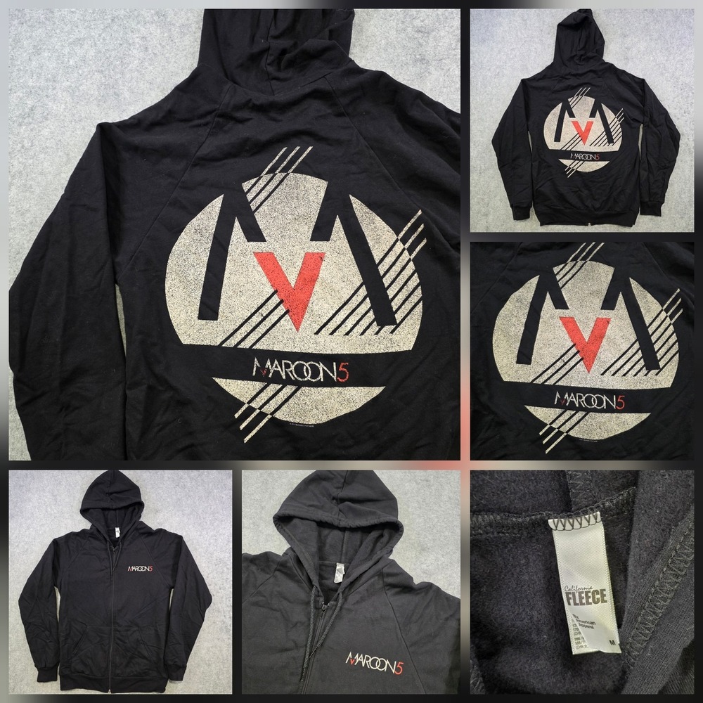 Maroon 5 American Apparel Hoodie Mens Medium Black Full Zip Band Sweatshirt